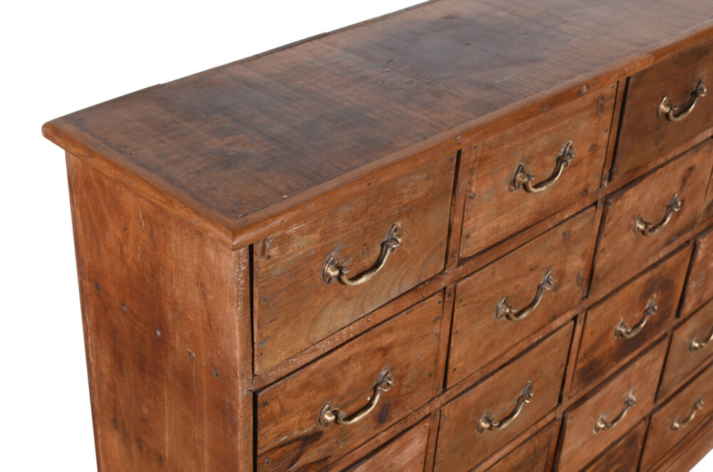 Antique Indian Teak Wood Apothecary Chest Of Drawers - Image 2