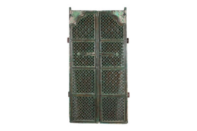 Antique Indian Jali Fretwork Teak Door Pair