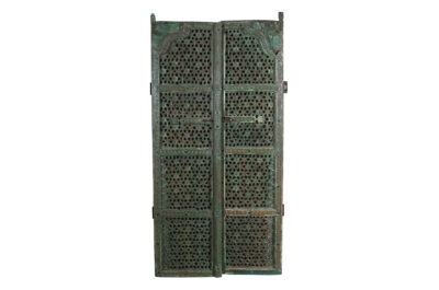 Antique Indian Jali Fretwork Teak Door Pair