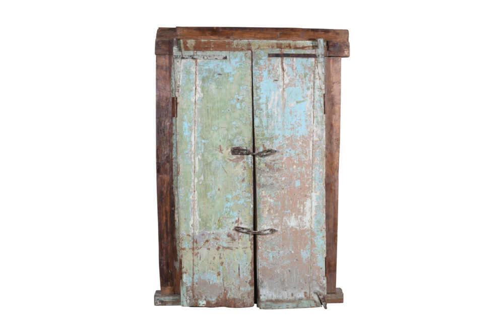 Antique Indian Teak Wood Door And Frame - Image 2