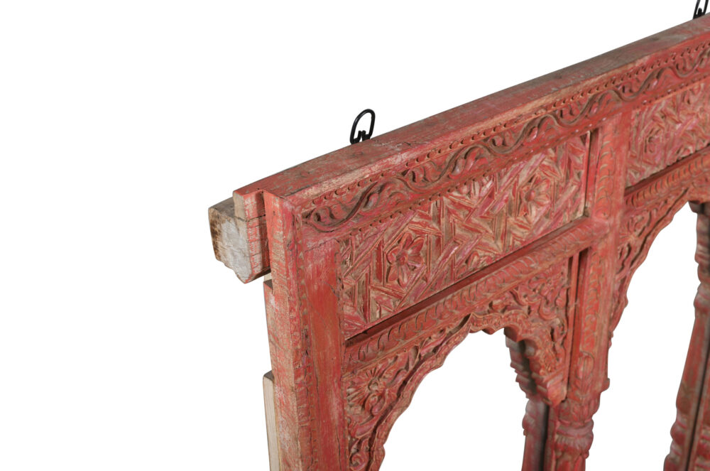 Antique Indian Teak Wood Reclaimed Mirror - Image 3