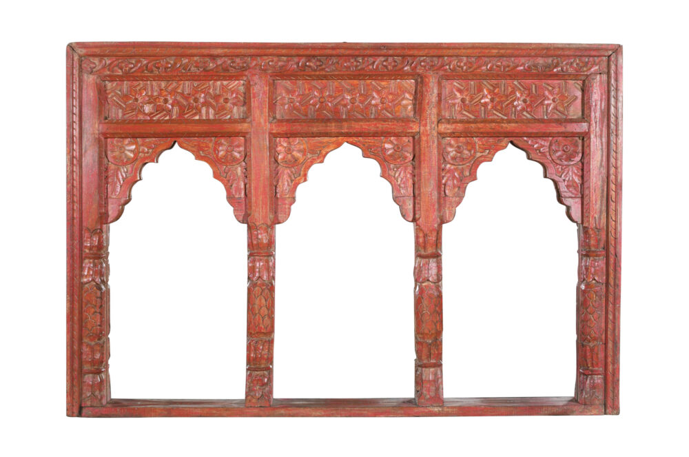 Antique Indian Teak Wood Reclaimed Mirror