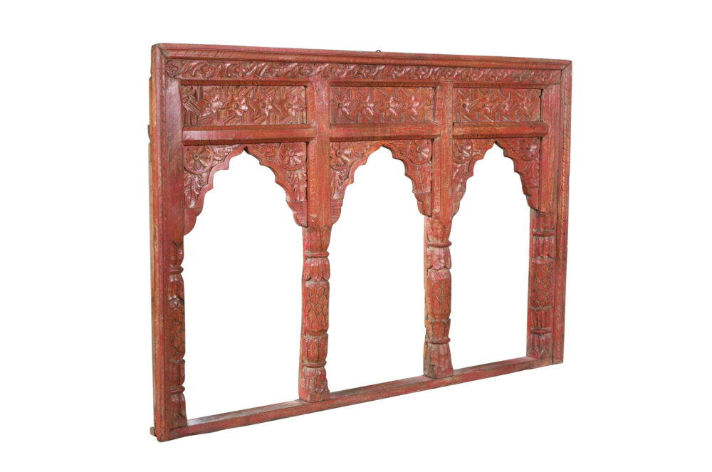 Antique Indian Teak Wood Reclaimed Mirror - Image 4