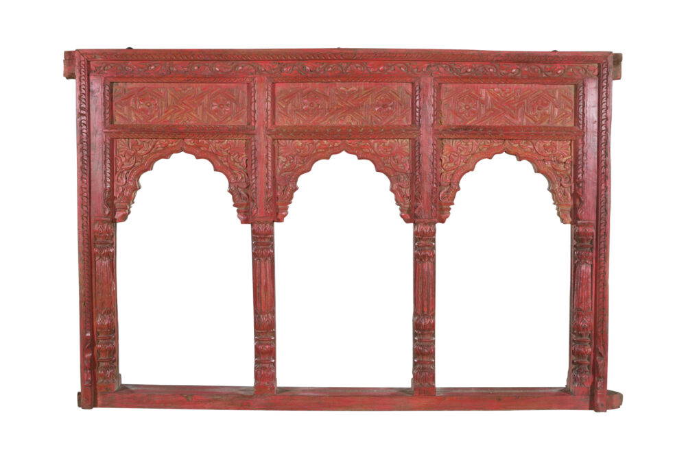 Antique Indian Teak Wood Reclaimed Mirror