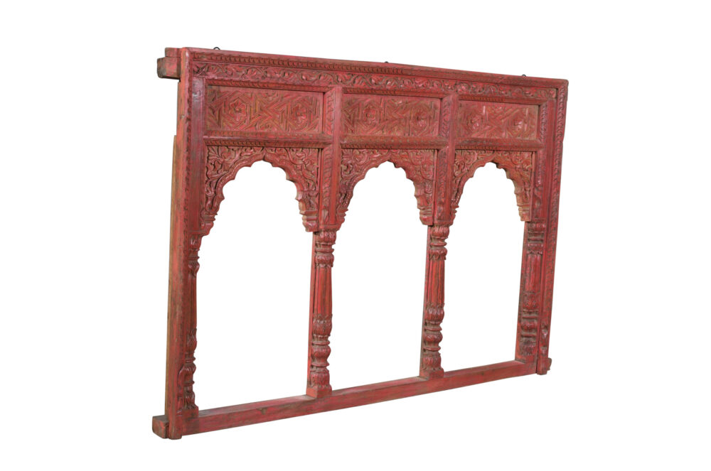 Antique Indian Teak Wood Reclaimed Mirror - Image 4