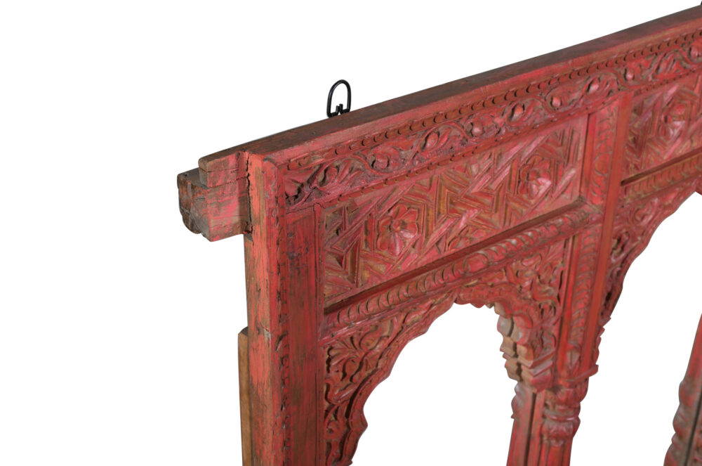 Antique Indian Teak Wood Reclaimed Mirror - Image 3
