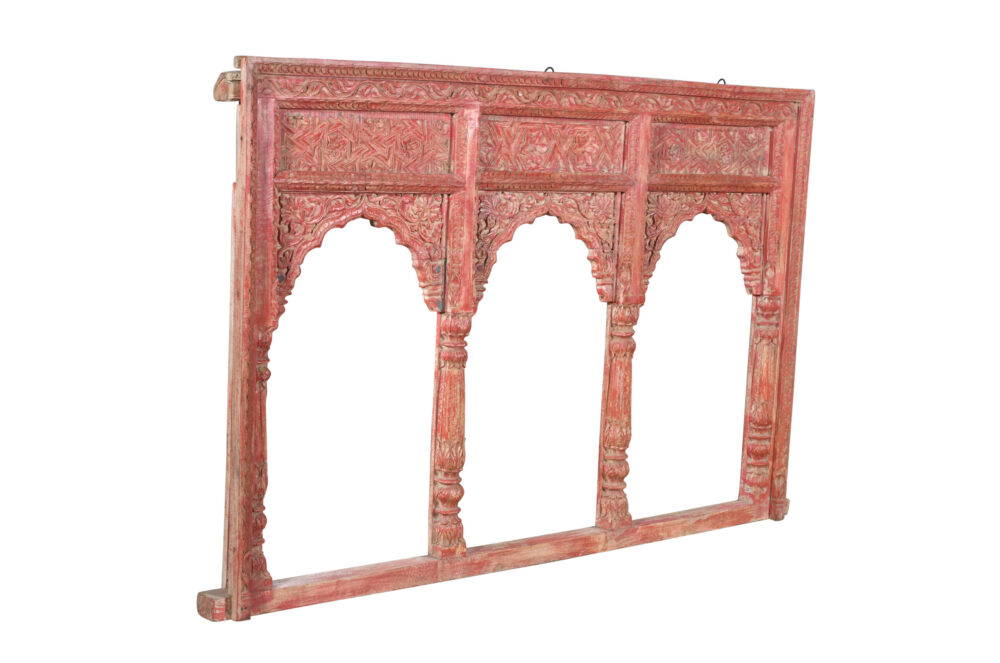 Antique Indian Teak Wood Reclaimed Mirror - Image 4