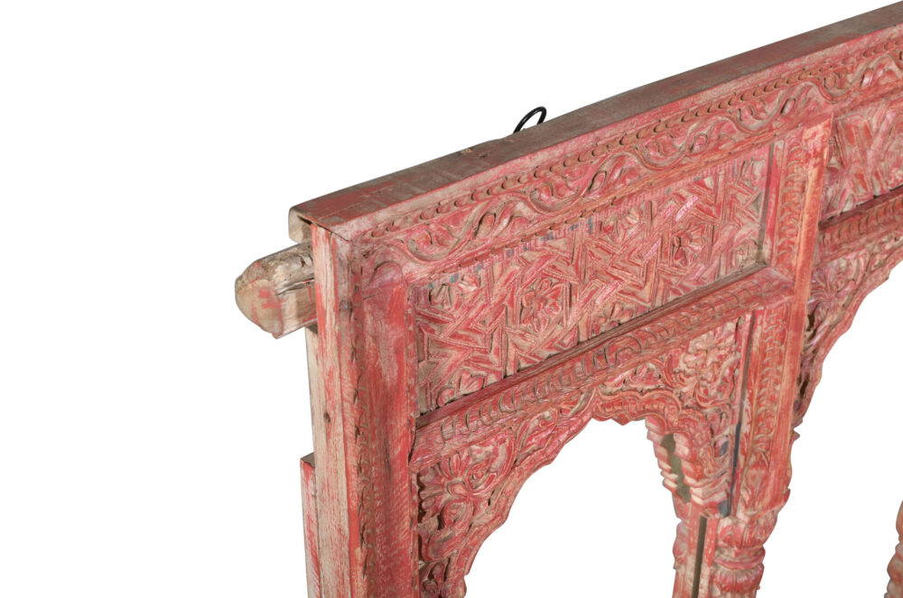Antique Indian Teak Wood Reclaimed Mirror - Image 3