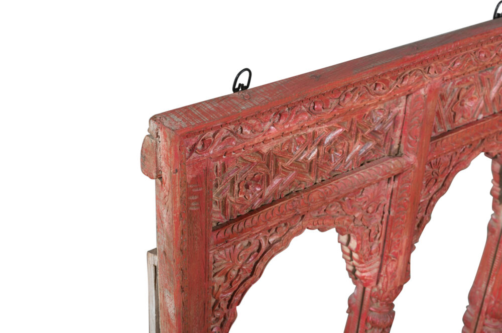 Antique Indian Teak Wood Reclaimed Mirror - Image 3