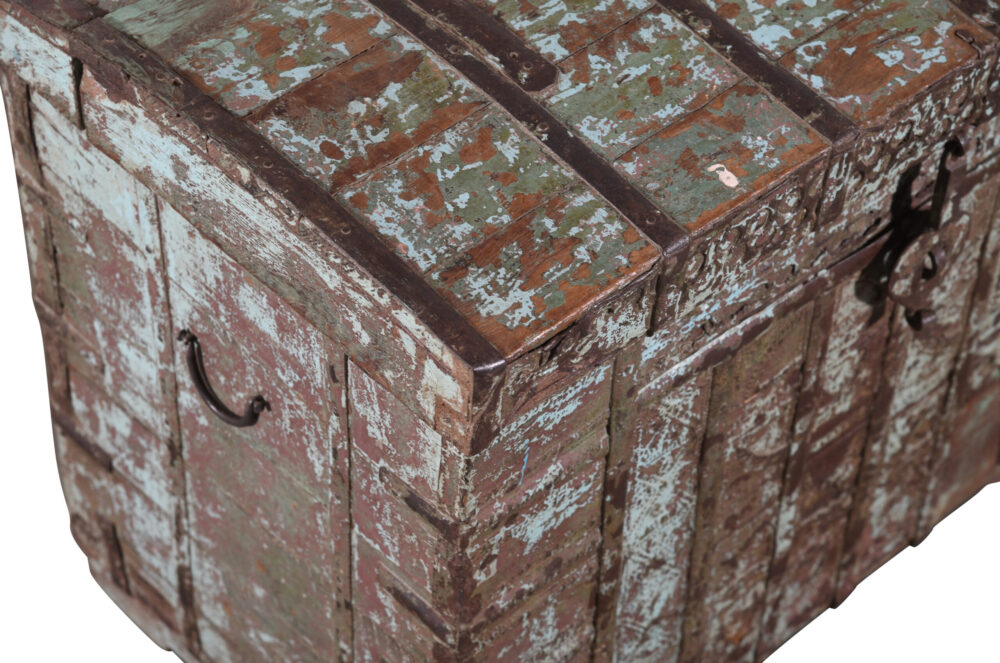 Antique Indian Teak Wood Pitara Chest - Image 3