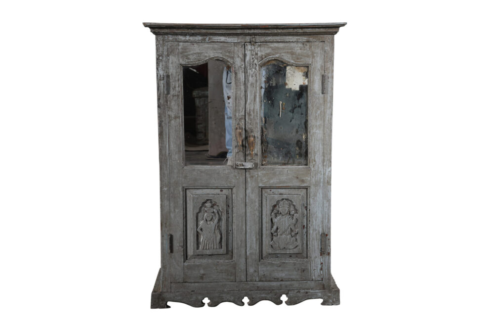 Antique Indian Teak Wood  Almirah Cupboard - Image 4