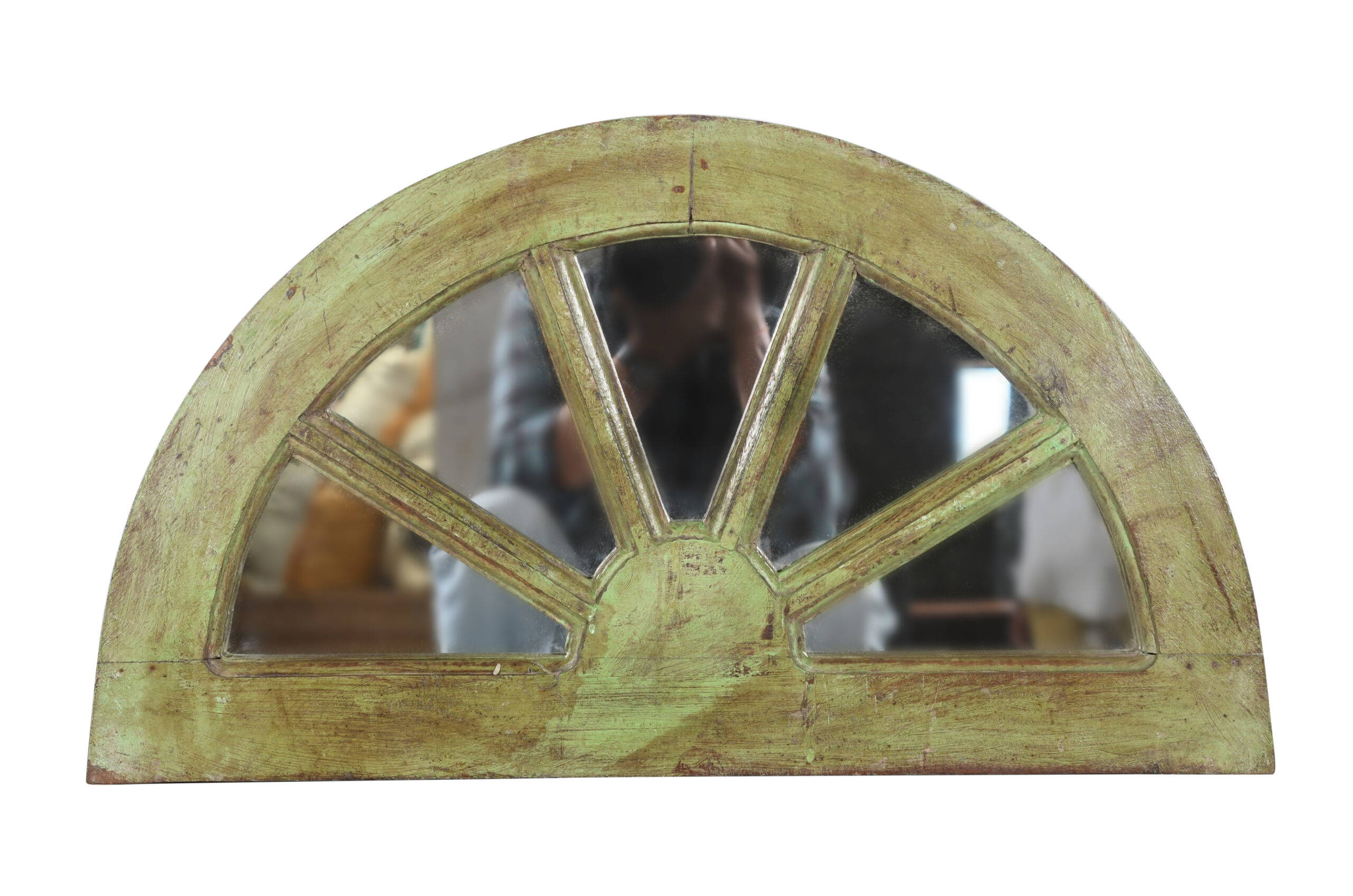 Antique Indian Teak Wood Reclaimed Ventilation Mirror - Image 2
