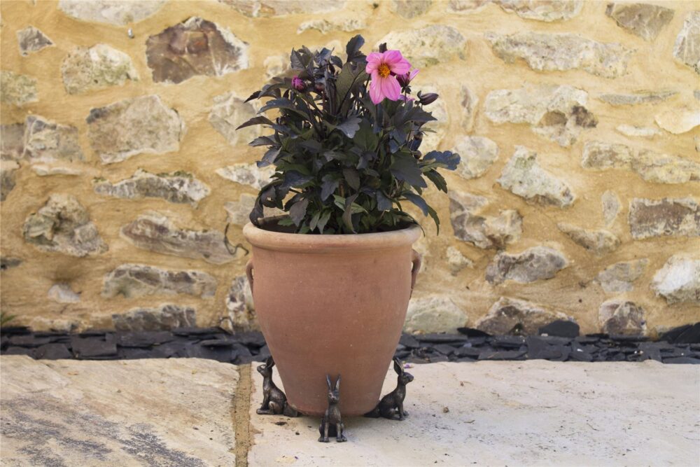 Small Bronze Sitting Hare Plant Pot Feet - Set of 3 - Image 8