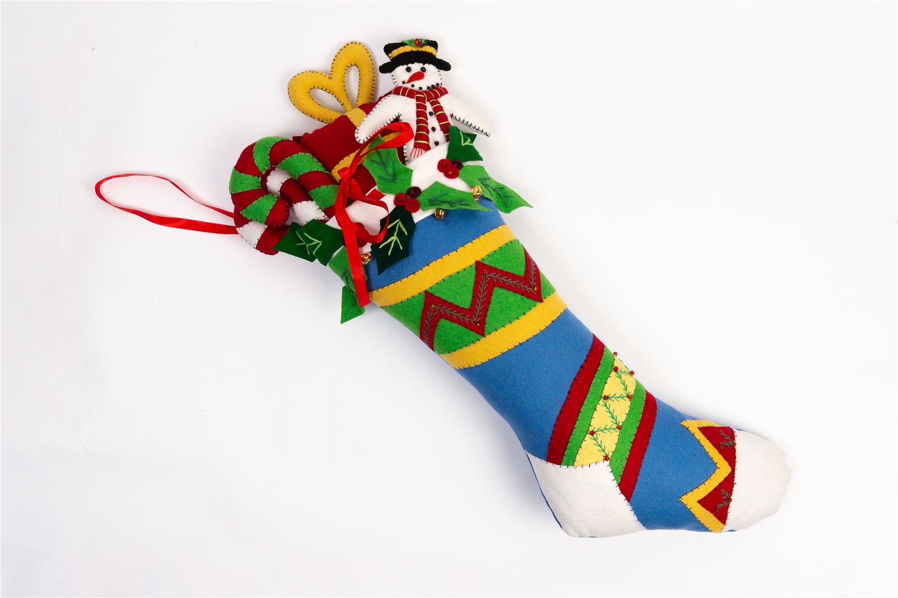 Handmade Felt Stuffed Christmas Stocking Hanging Decoration - 60 cm
