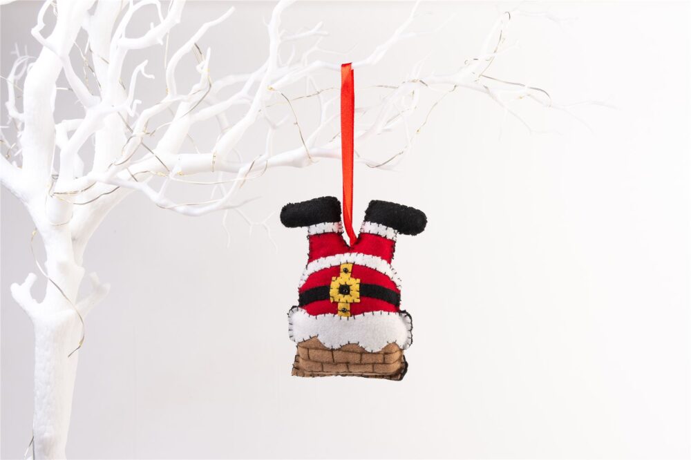 Handmade Felt 'When Santa Got Stuck In The Chimney' Christmas Tree Hanging Decoration - 11.5 cm - Image 2