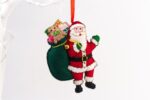 Handmade Felt Santa with His Sack Christmas Tree Hanging Decoration - 13 cm