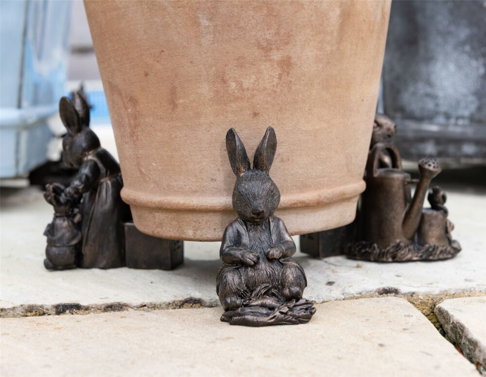 Beatrix Potter Peter Rabbit Plant Pot Feet ? Set Of 3 ? Peter Sleeping, Peter With Watering Can, Mrs. Rabbit With Flopsy, Mopsy & Cottontail - Image 10
