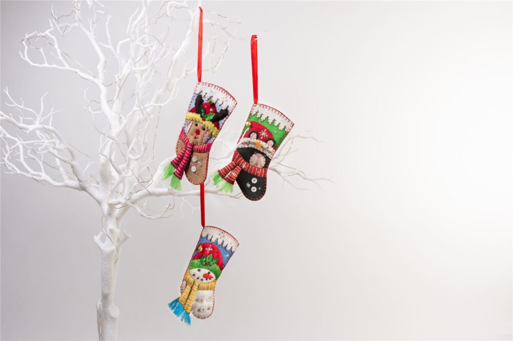 Handmade Felt Snowman Skiing Star Christmas Tree Hanging Decoration - 8 cm - Image 3