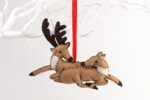 Handmade Felt Stag and Deer Christmas Tree Hanging Decoration - 11 cm