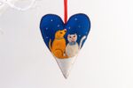Handmade Felt Dog and Cat Heart Christmas Tree Hanging Decoration - 16 cm