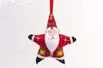 Handmade Felt Santa Star Christmas Tree Hanging Decoration - 16 cm