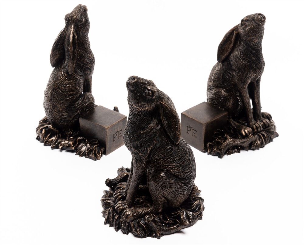 Drove Of Hares Plant Pot Feet - Set of 3 - Moongazing, Sitting and Vigilant Hares - Image 4