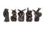 Set of 5 Animals & Insects Cane or Stake Toppers Hedgehog, Bee, Butterfly, Frog, Snail