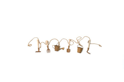 Decorative Handmade Garden Tool Garland - Rust