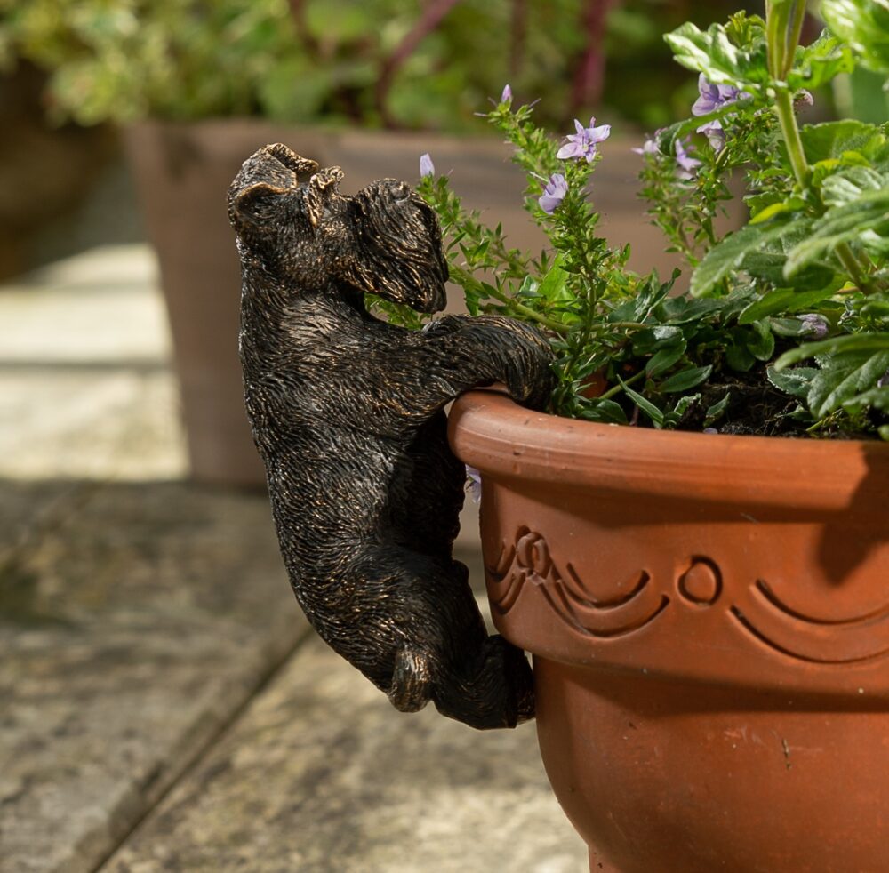 Antique Bronze Coloured Schnauzer Pot Buddy Plant Pot Hanger - Image 7