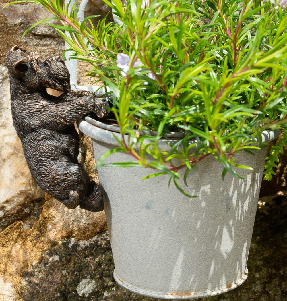 Antique Bronze Coloured Schnauzer Pot Buddy Plant Pot Hanger - Image 8