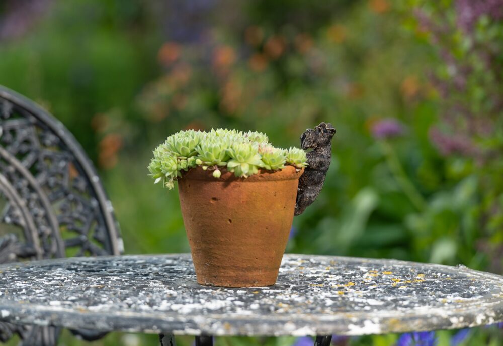 Antique Bronze Coloured Schnauzer Pot Buddy Plant Pot Hanger - Image 12