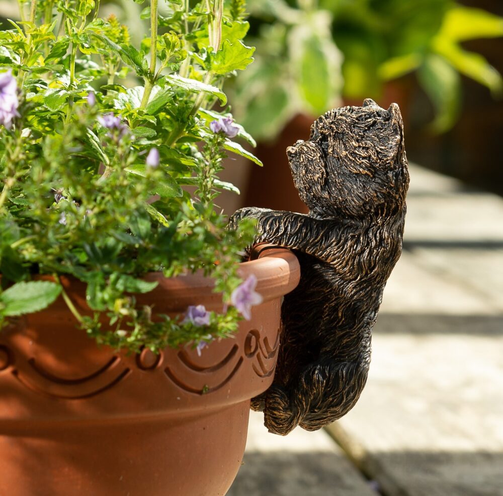 Antique Bronze Coloured West Highland Terrier Pot Buddy Plant Pot Hanger - Image 8