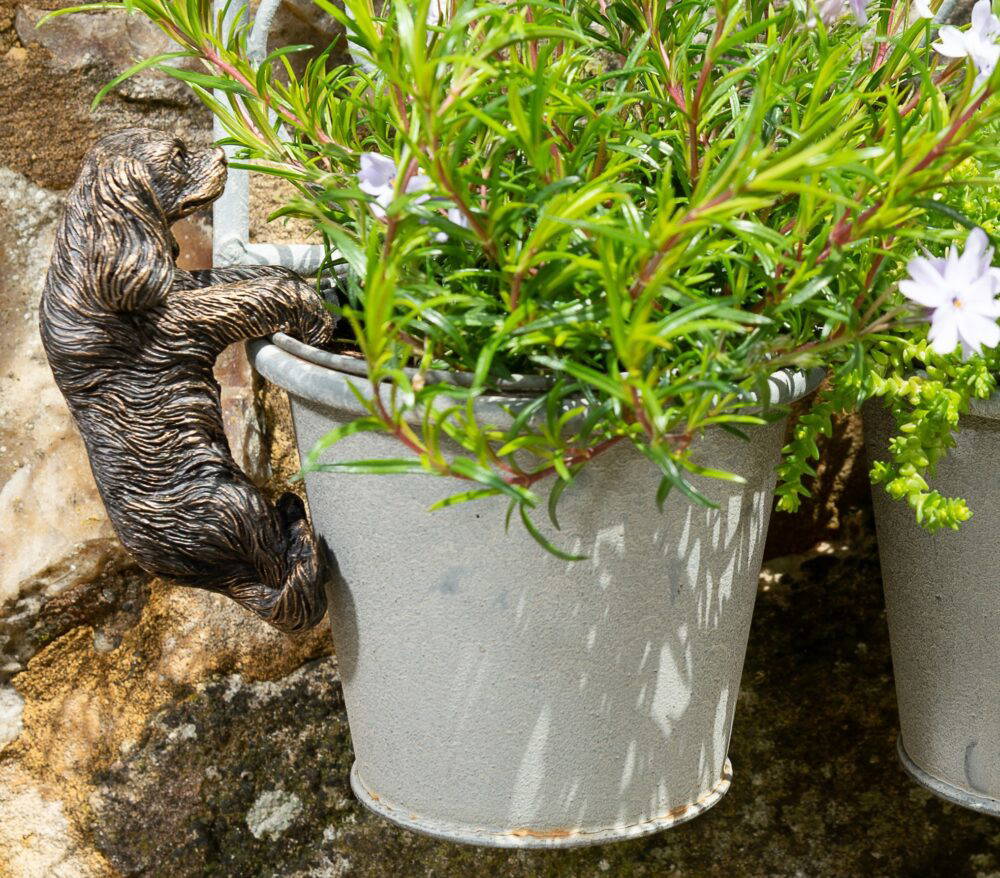 Antique Bronze Coloured Cavalier King Charles Spaniel Pot Buddy Plant Pot Hanger - Image 8