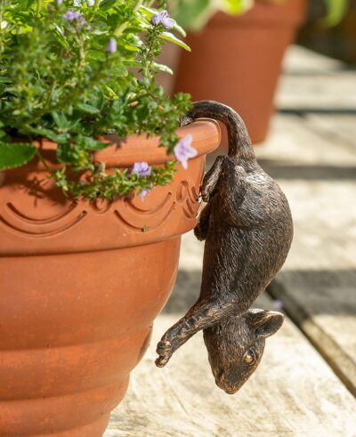 Antique Bronze Coloured Mouse Pot Buddy Plant Pot Hanger