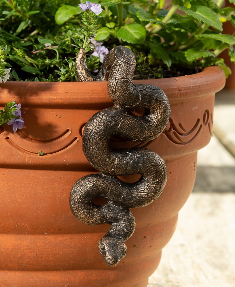 Antique Bronze Coloured Boa Constrictor Pot Buddy Plant Pot Hanger - Image 8