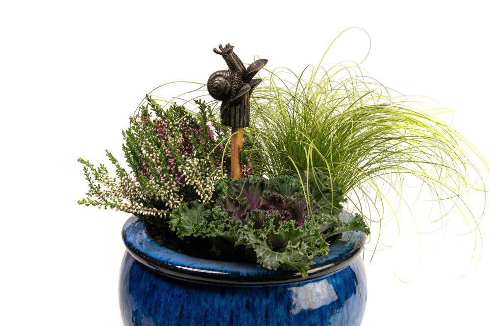 Set of 5 Animals & Insects Cane or Stake Toppers Hedgehog, Bee, Butterfly, Frog, Snail - Image 3