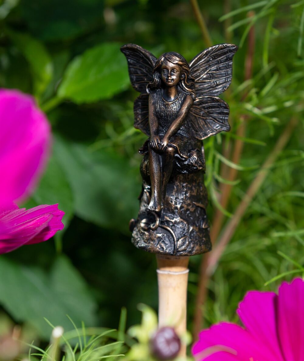 Fairy Sitting On Tree Stump Stake or Cane Topper - Image 3