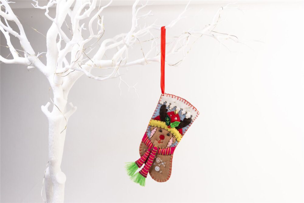 Handmade Felt Dog Christmas Tree Treats Stocking - 15.5 cm - Image 2