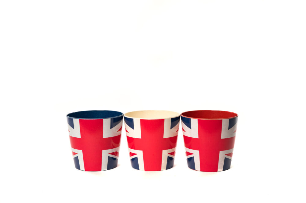 Eco-Pot Bamboo Flags Union Jack, Flag of the United Kingdom - Set of 3