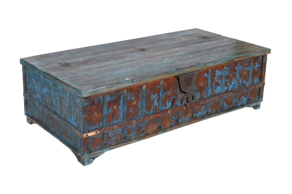 Antique Indian Teak Wood Surti Coffee Table Chest - Image 2
