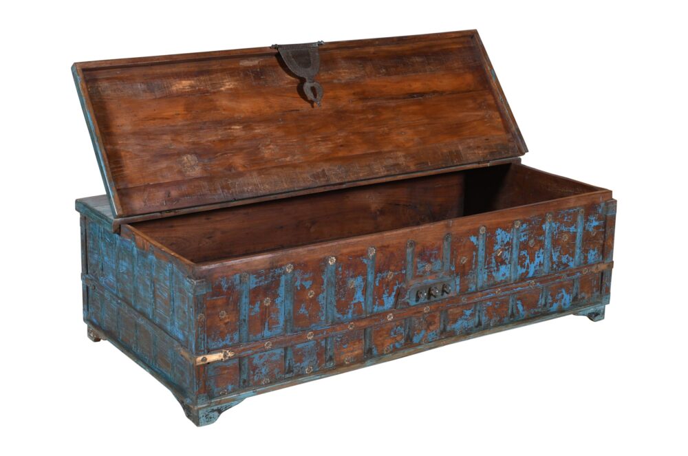 Antique Indian Teak Wood Surti Coffee Table Chest - Image 4