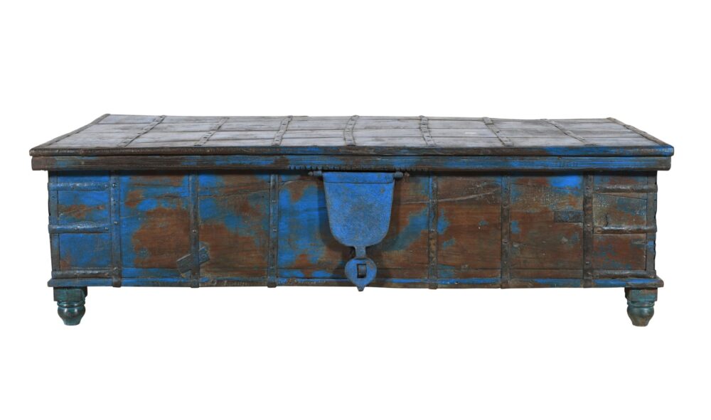 Antique Indian Teak Wood Surti Coffee Table Chest