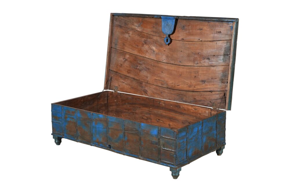 Antique Indian Teak Wood Surti Coffee Table Chest - Image 4