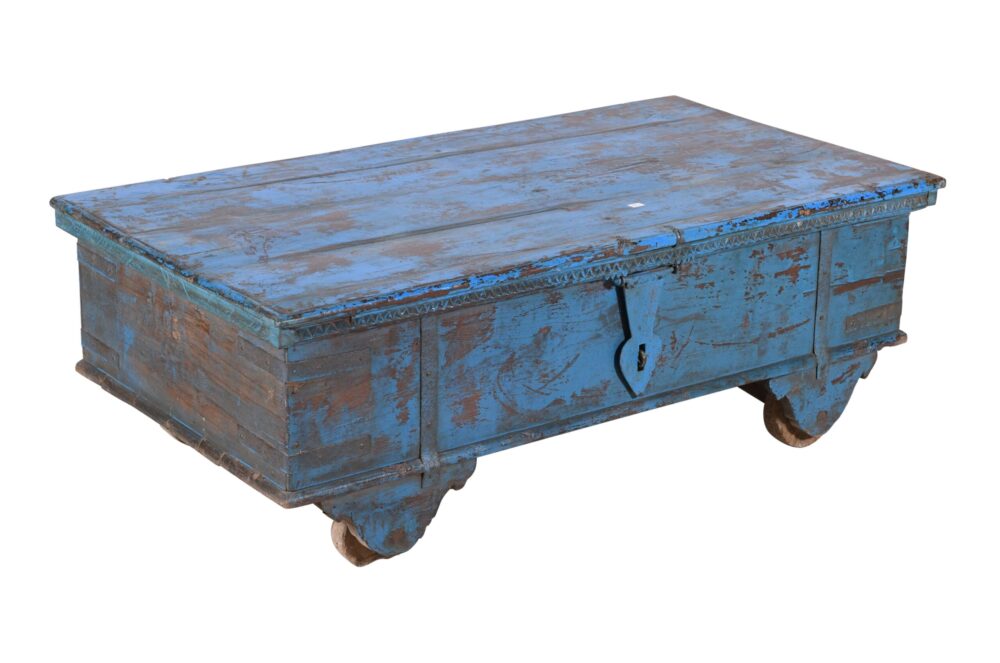 Antique Indian Teak Wood Surti Coffee Table Chest - Image 2