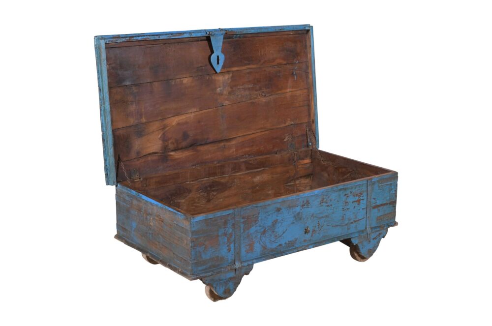 Antique Indian Teak Wood Surti Coffee Table Chest - Image 4
