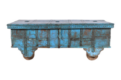 Antique Indian Teak Wood Damchiya Chest