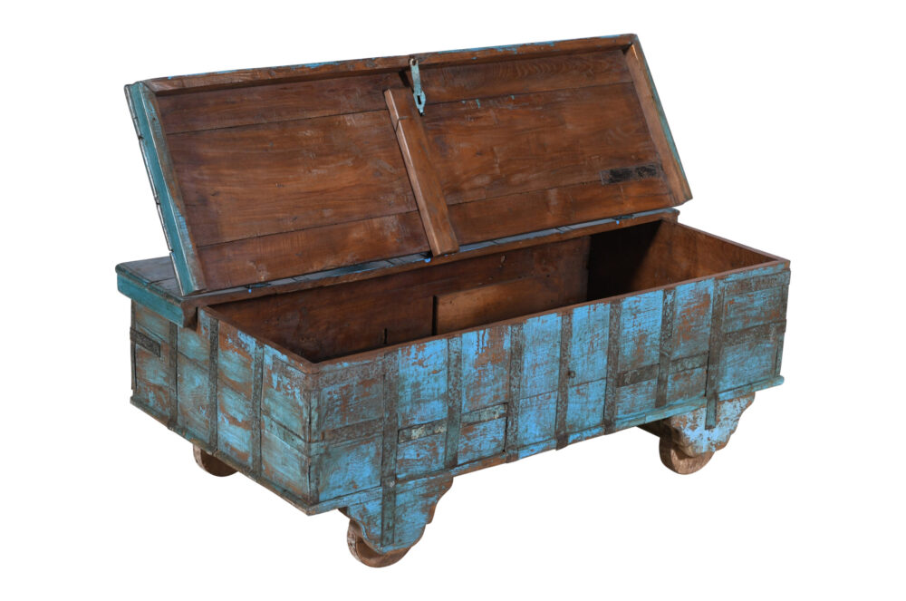 Antique Indian Teak Wood Damchiya Chest - Image 5