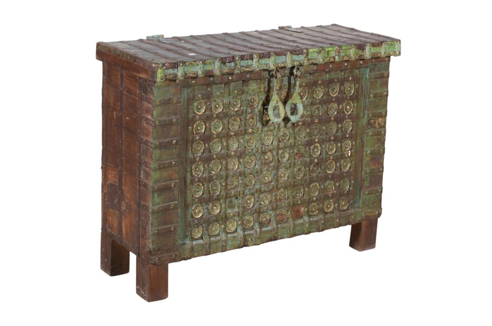 Antique Indian Teak Wood Pitara Console Chest - Image 2