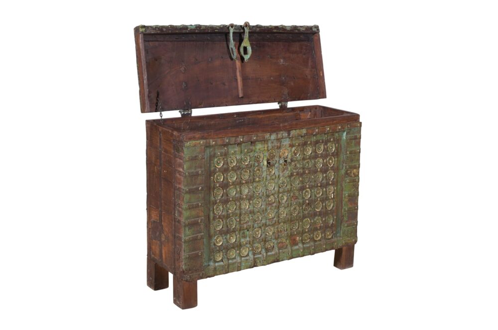 Antique Indian Teak Wood Pitara Console Chest - Image 3