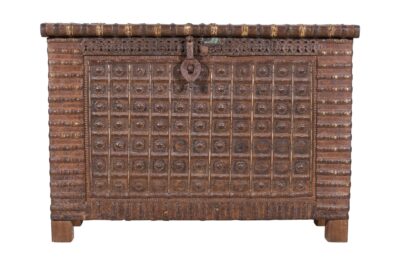 Antique Indian Teak Wood Pitara Console Chest